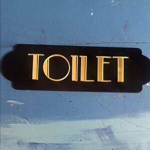Elegant Black and Gold Toilet Sign